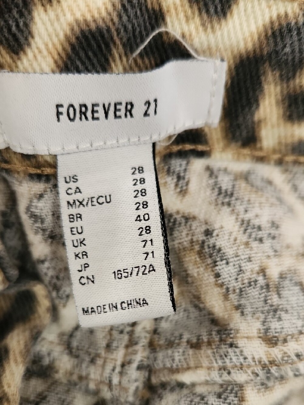 Forever 21 Leopard Print Wide Leg Jeans - Black & Cream - Picture 4 of 5